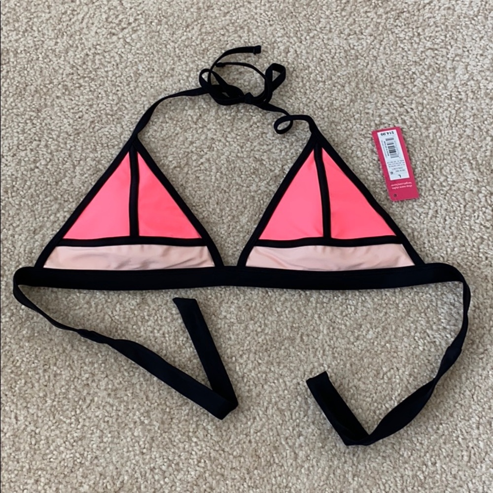 New Pink Symmetrical Tie Bikini Top
